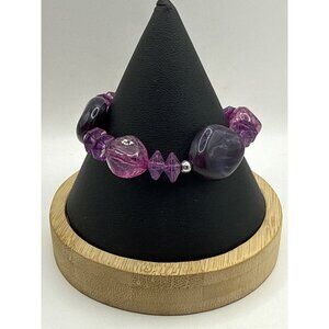 Chunky Stretch Purple Swirled Beads Metallic Faceted Spacer Beads